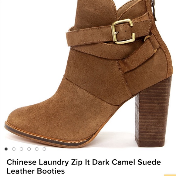 Chinese Laundry Zip It Camel Suede Booties - Picture 9 of 9